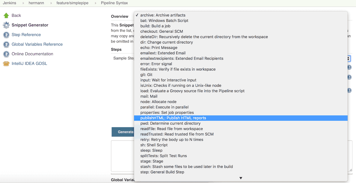 Snippet Generator Menu
